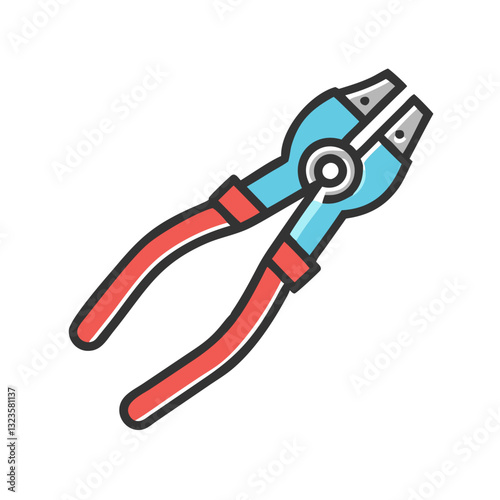 Colorful Vector Illustration of Hand Pliers for DIY Projects and Tools Graphics