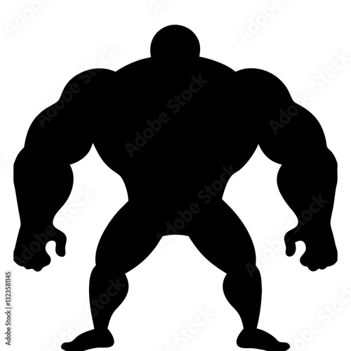 Muscular Strongman Silhouette Vector for Fitness and Comics Design