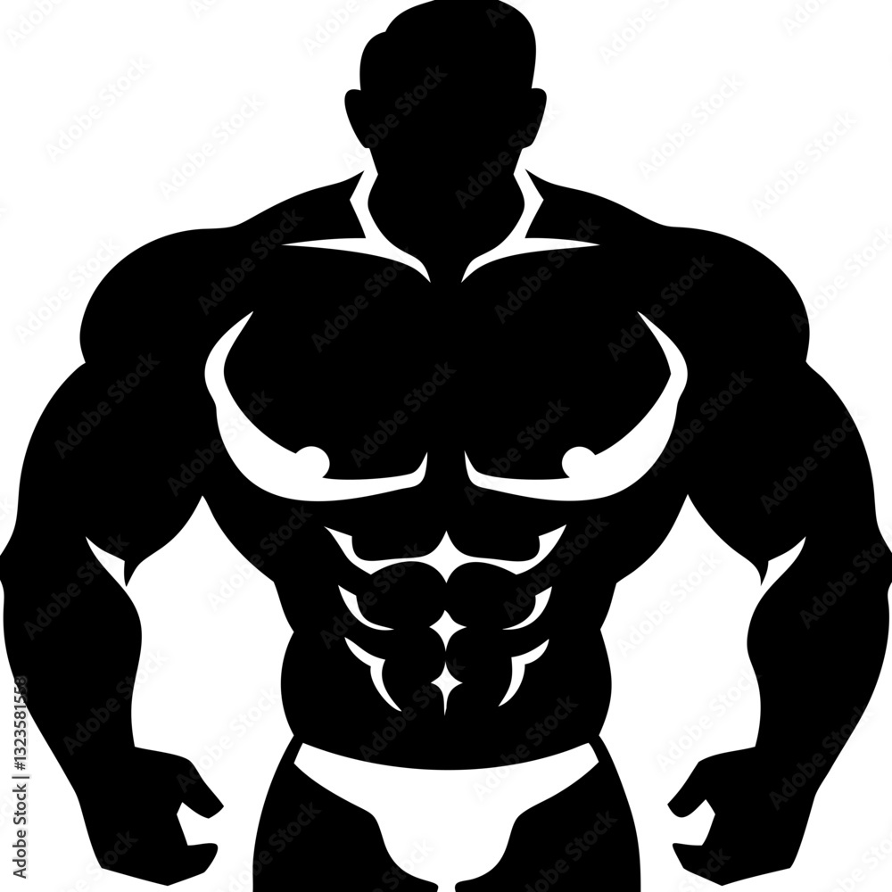 Fototapeta premium Muscular Bodybuilder Silhouette Illustration for Fitness and Gym Design Projects
