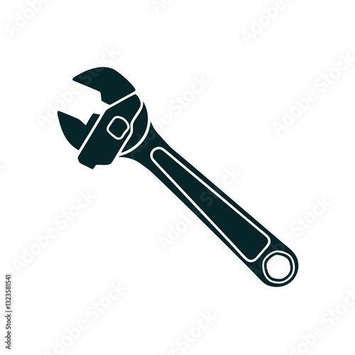Vector Illustration of Adjustable Wrench Tool for DIY Projects