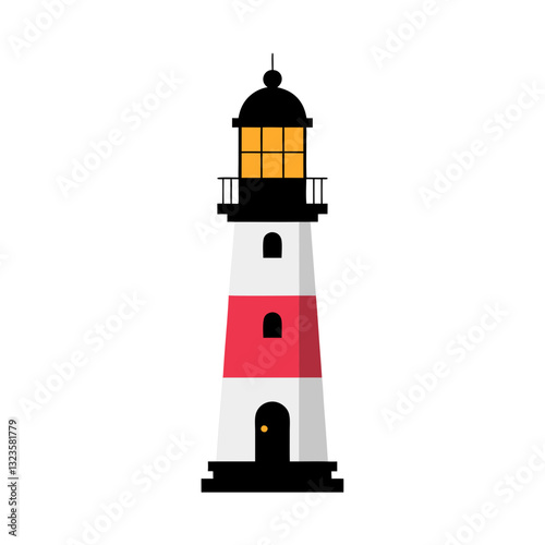 Colorful Lighthouse Vector Illustration for Nautical and Coastal Themes