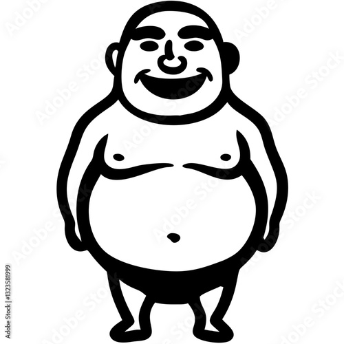 Happy Buddha Cartoon Silhouette for Asian Culture and Meditation Themes