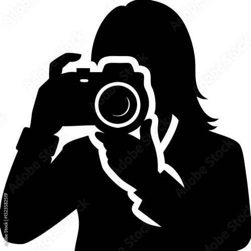 Silhouette of grapher Holding Camera Vector Art for Design and  Projects