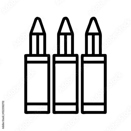 Vector Outline of Three Bullet Cartridges for Graphic Design and Tattoo Inspiration