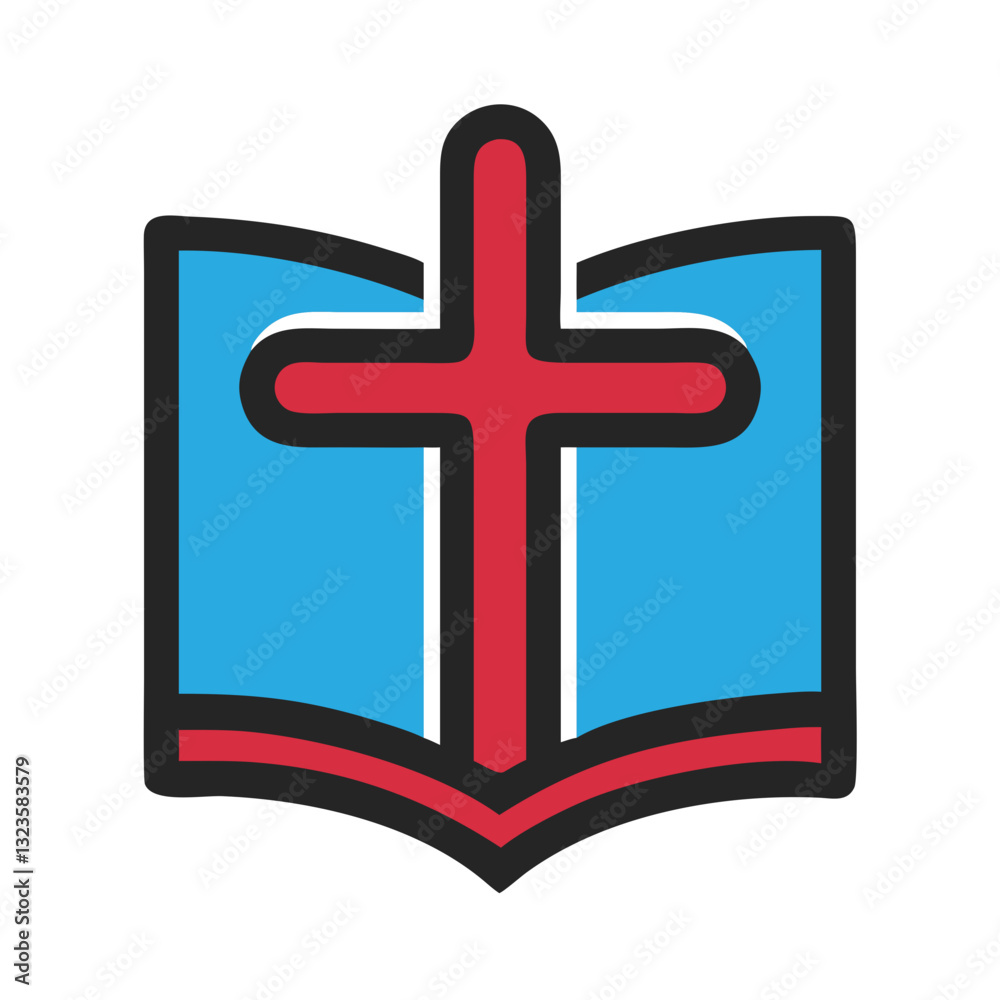 Obraz premium Christian Cross on Open Bible Vector for Religious Graphics and Educational Materials
