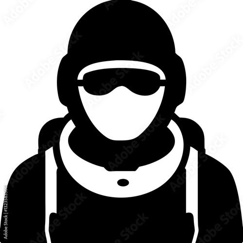 Vector Illustration of a Futuristic Soldier or Pilot Silhouette for Military Themes