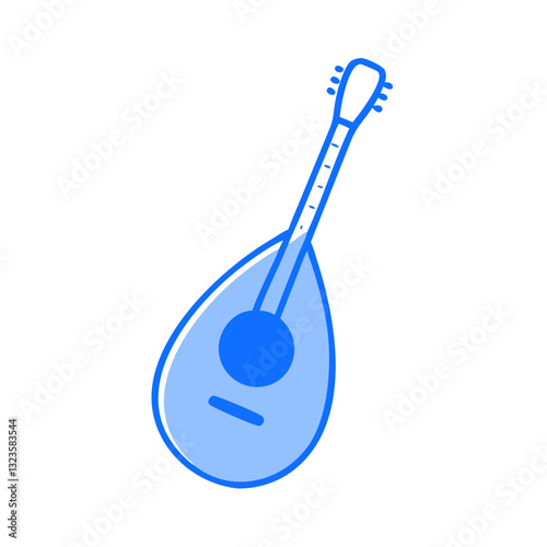 Blue Mandolin Vector Illustration Musical Instrument Art