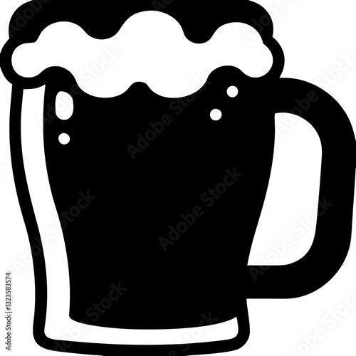 Beer Mug with Foam for Bar Menus and Brewery Branding Vector