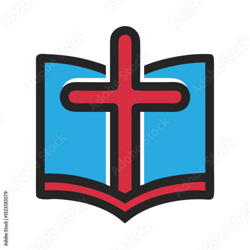 Christian Cross on Open Bible Vector for Religious Graphics and Educational Materials