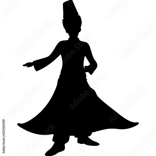 Whirling Dervish Silhouette Traditional Sufi Dancer Vector Art Meditation Spirituality