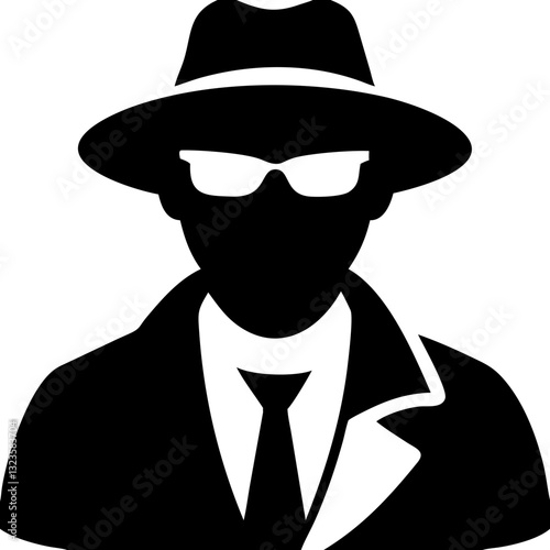 Mysterious Detective Silhouette in Hat and Suit Vector Illustration