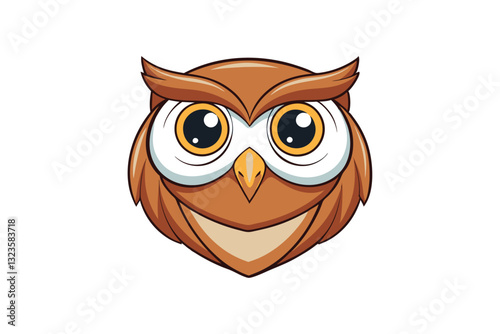 A cartoon-style of a wise owl's head vector art illustration.eps