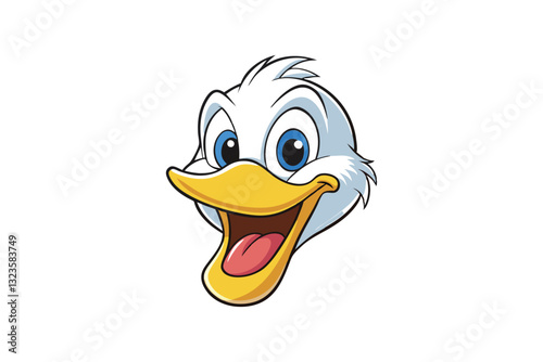 A cartoon-style of a cheerful duck's head vector art illustration.eps