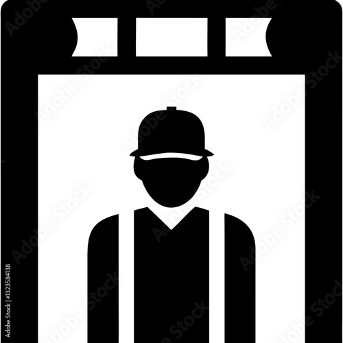 Silhouette of Worker in Overalls and Cap in Factory Setting Illustration