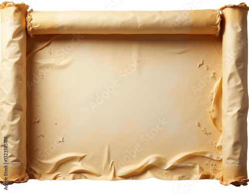 Aged Paper Scroll Unfurled with Transparent Background