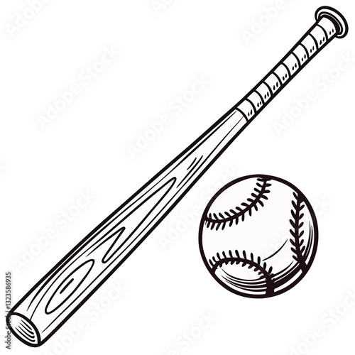 line art wooden baseball bat