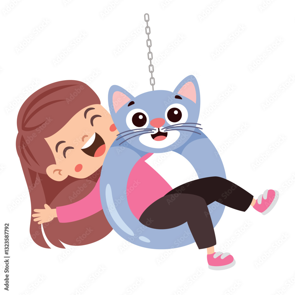 Kid Having Fun With Animal Swing