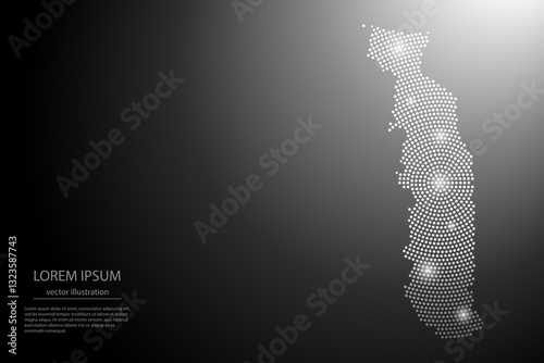 Abstract image Togo map from point Gray and glowing stars on a dark background. Vector illustration eps 10.