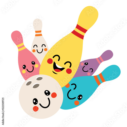 Bowling Ball And Pins Illustration