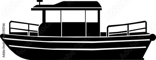 Pontoon boat icon.Passenger transportation canopy marine leisure activity.Water transport ship vessel sea ocean river comfortable cruise recreation.boat Vector Illustrations for Design.