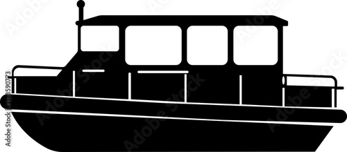 Pontoon boat icon.Passenger transportation canopy marine leisure activity.Water transport ship vessel sea ocean river comfortable cruise recreation.boat Vector Illustrations for Design.