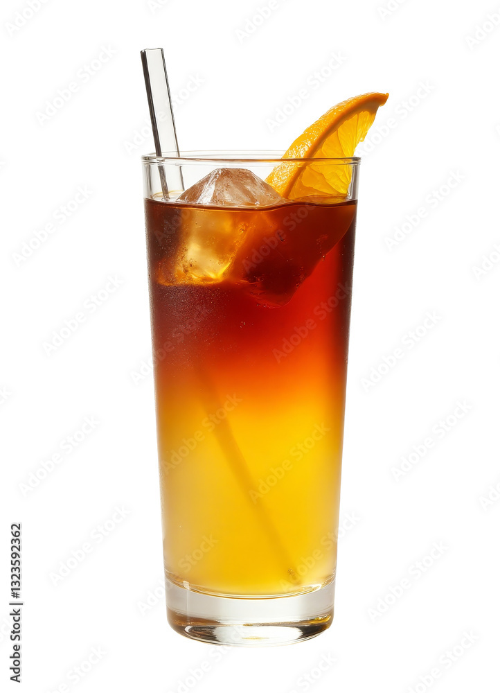 Cocktail in a glass with ice and an orange slice, transparent background Cocktail in a glass with ice and an orange slice, transparent background