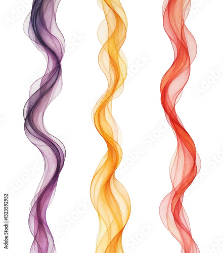 Colorful Abstract Flowing Fabric Ribbons with transparent background