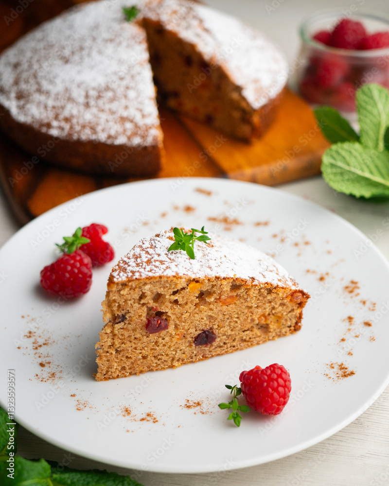 Delicious whole wheat vegan cake with papaya and nuts. Delicious whole wheat vegan cake with papaya and nuts.