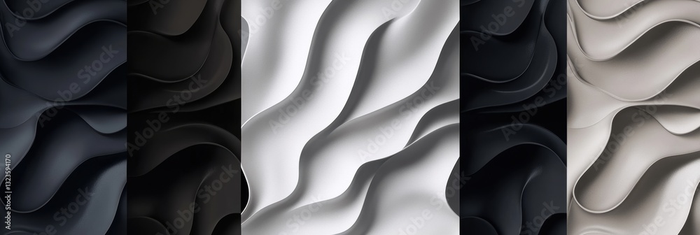 Obraz premium Eye - catching Modern Curvy Waves Illustration: A Colorful Background in Dark Slate Gray, Ash Gray, and Dark Gray