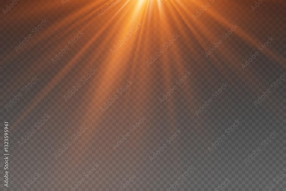 Golden light effect of explosion, flash of star and rays. Golden light effect of explosion, flash of star and rays.
