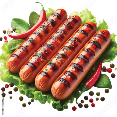 Three Grilled Sausages vector