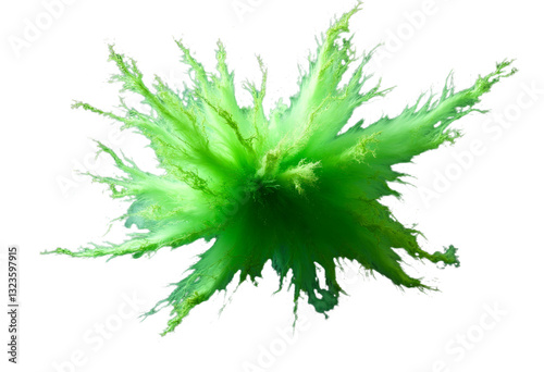Explosion of Green Powder with Transparent Background