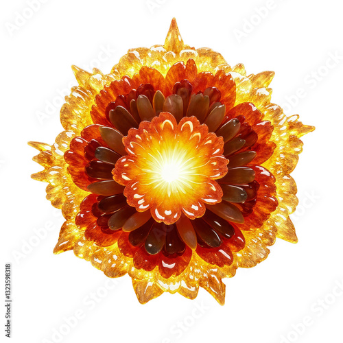 Fiery Orange and Brown Flower with Transparent Background