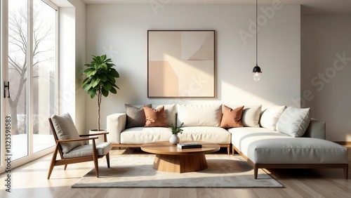 Serene Living Room Interior Design with Natural Light and Minimalist Decor