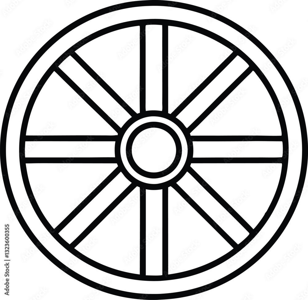 wagon wheel line art icon, wheel out line vector wagon wheel line art icon, wheel out line vector