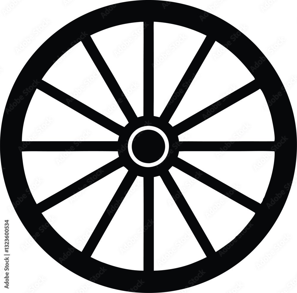 wagon wheel silhouette icon, wheel vector silhouette wagon wheel silhouette icon, wheel vector silhouette