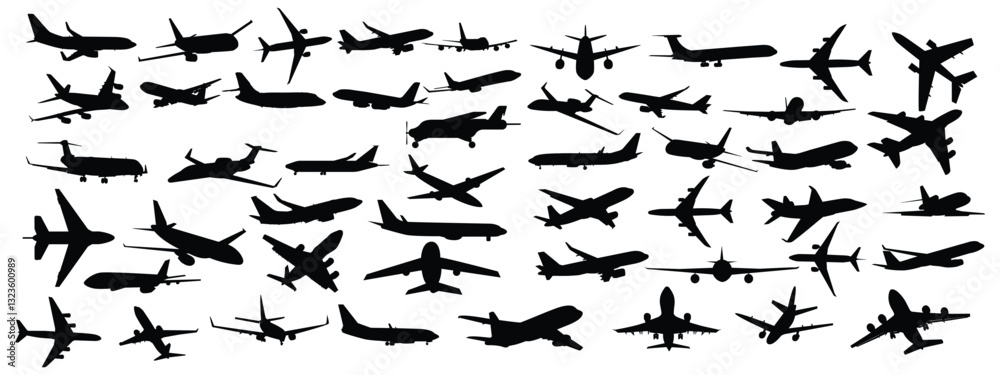 planes silhouette set planes silhouette set