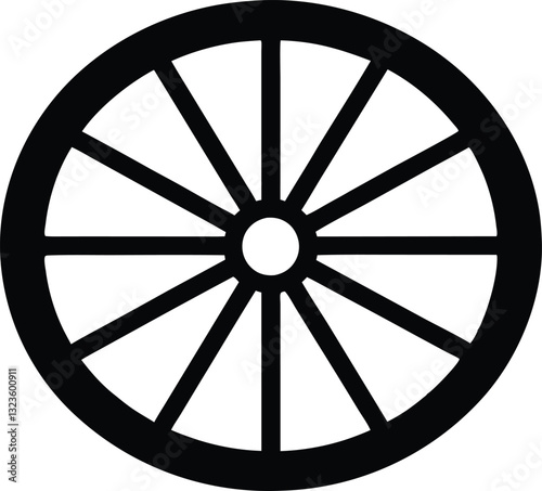 wagon wheel silhouette  icon, wheel vector silhouette