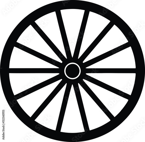 wagon wheel silhouette  icon, wheel vector silhouette