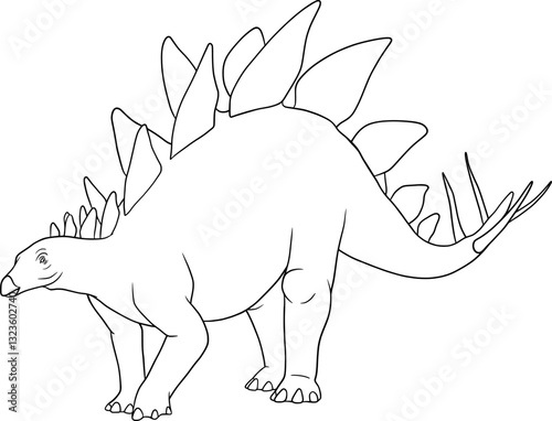 stegosaurus dinosaur vector outline illustration coloring book element