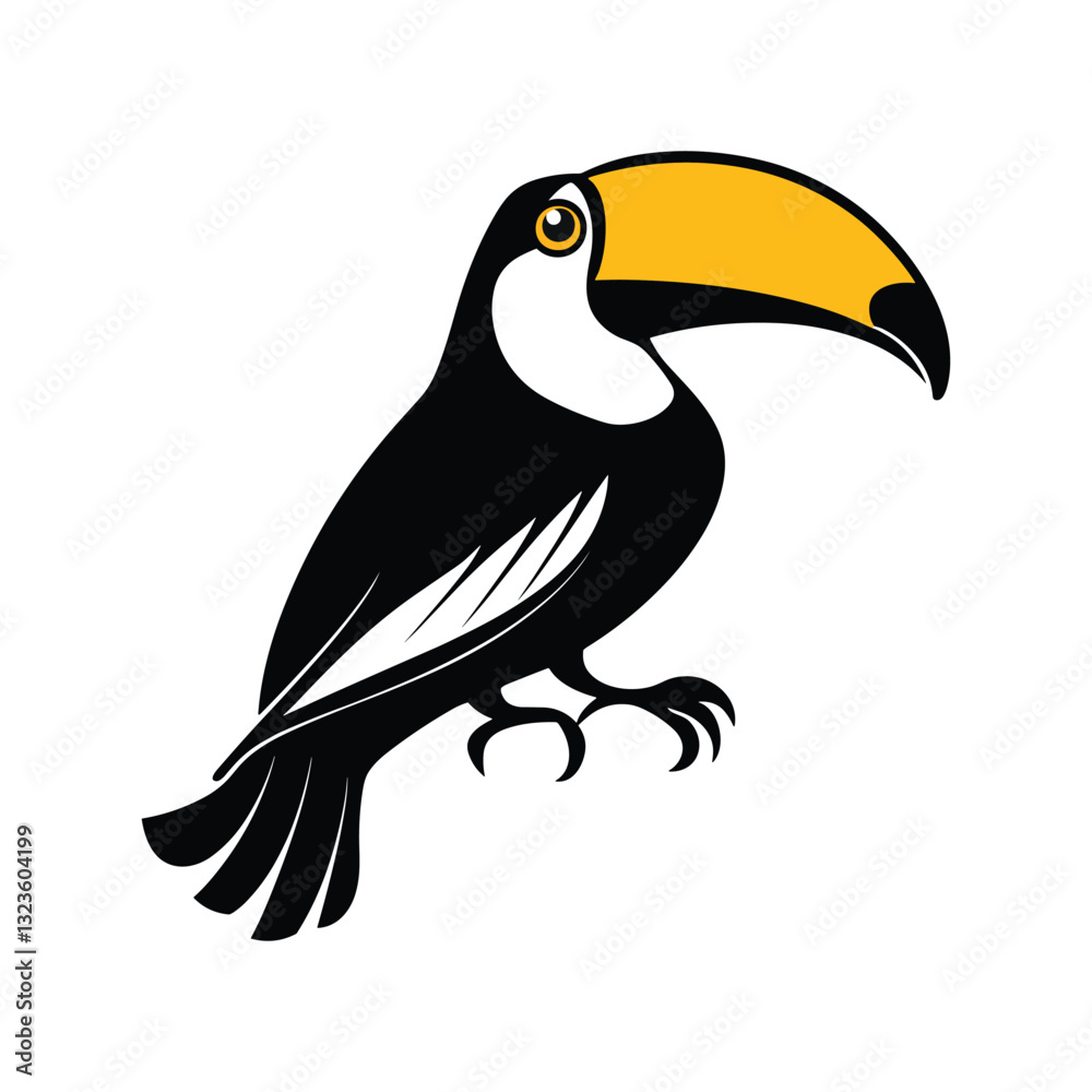 Naklejka premium Toucan logo icon on a white background black style Vector. Vibrant Toucan Logo Vector Illustration on White Background.