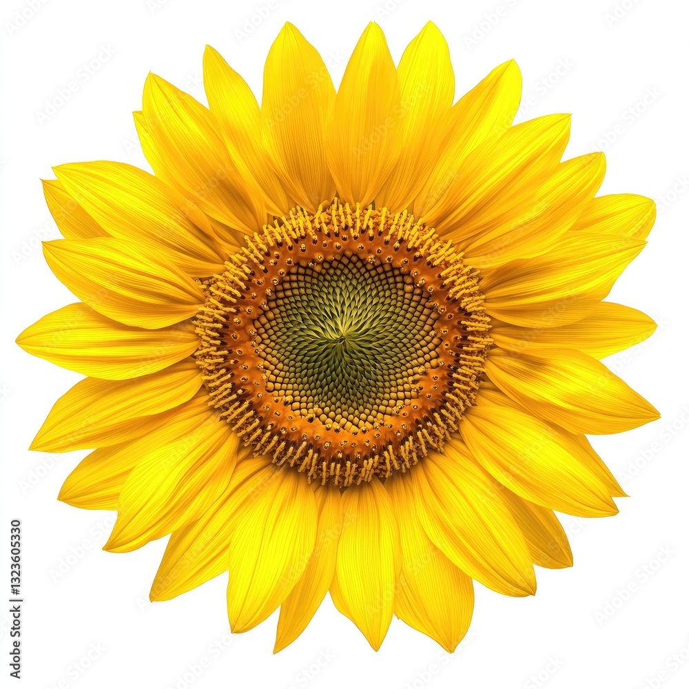 Fototapeta premium Vibrant sunflower, radiant yellow petals, detailed center