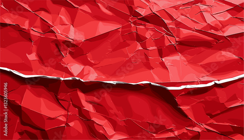 Red crumpled paper texture, vector blank background, creased poster texture, wrinkled design, abstract paper texture, torn paper backdrop, vintage poster effect, background design