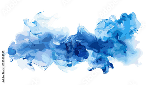 Acrylic colors, abstract blue liquid, blue smoke watercolor, ink in water, isolated on white, transparent background, watercolor flow, vibrant art, liquid swirls, colorful splash