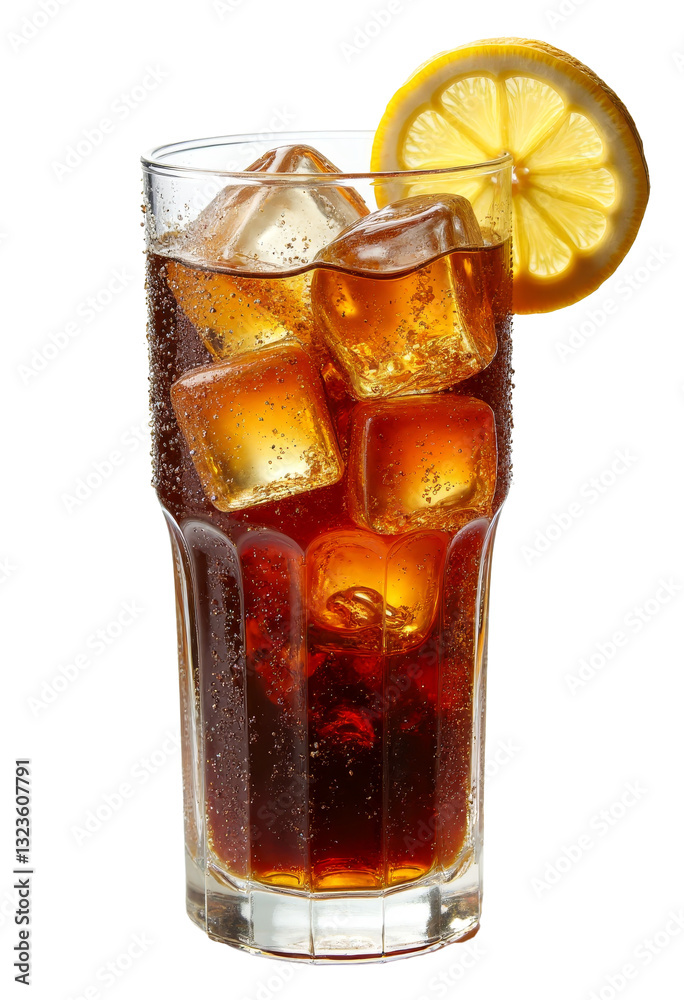 Iced Beverage with Lemon Slice and Transparent Background Iced Beverage with Lemon Slice and Transparent Background
