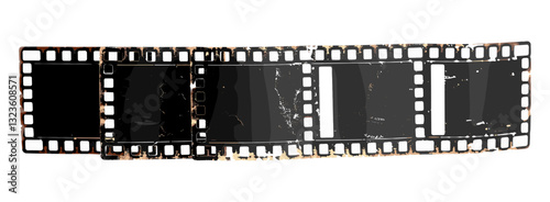 Vintage filmstrip roll frame, vector film frame with transparent background, movie filmstrip overlay, video, camera film strip, old grunge movie film, transparent screen background.