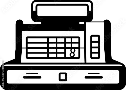 Vintage Cash Register Illustration: Finance and Retail Concept