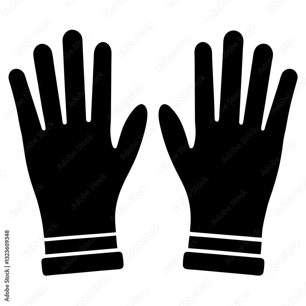 Safety Gloves Silhouette Ideal for Construction, Medical & Industrial Graphics. Safety Gloves Silhouette Ideal for Construction, Medical & Industrial Graphics.