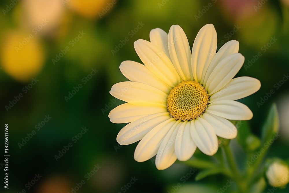 Fototapeta premium A blooming flower with a blurred background highlights the details of the flower