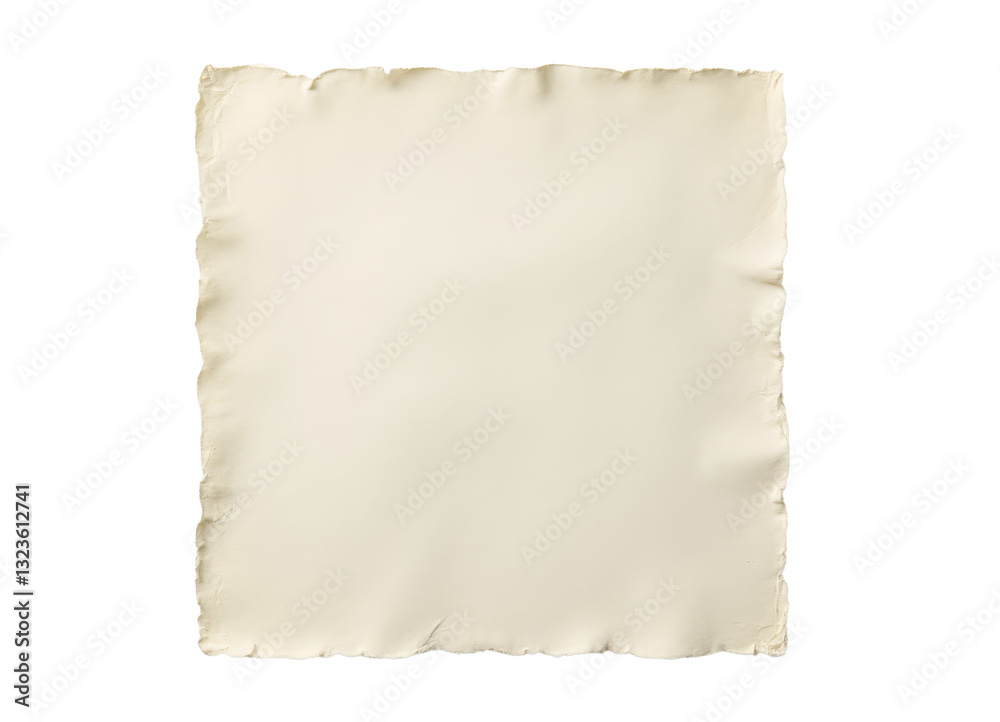 Off-white textured paper with torn edges, transparent background Off-white textured paper with torn edges, transparent background